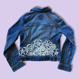 UPCYCLED Hand-Painted Denim Jacket by Brandy Bell - MEDIUM *Glitter detail